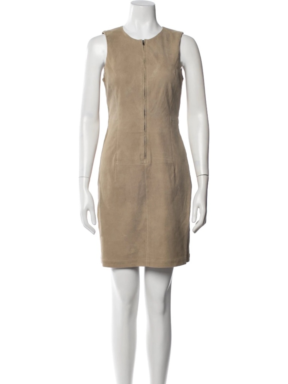 Theory Karisse Zip Lambskin Suede Sheath Dress